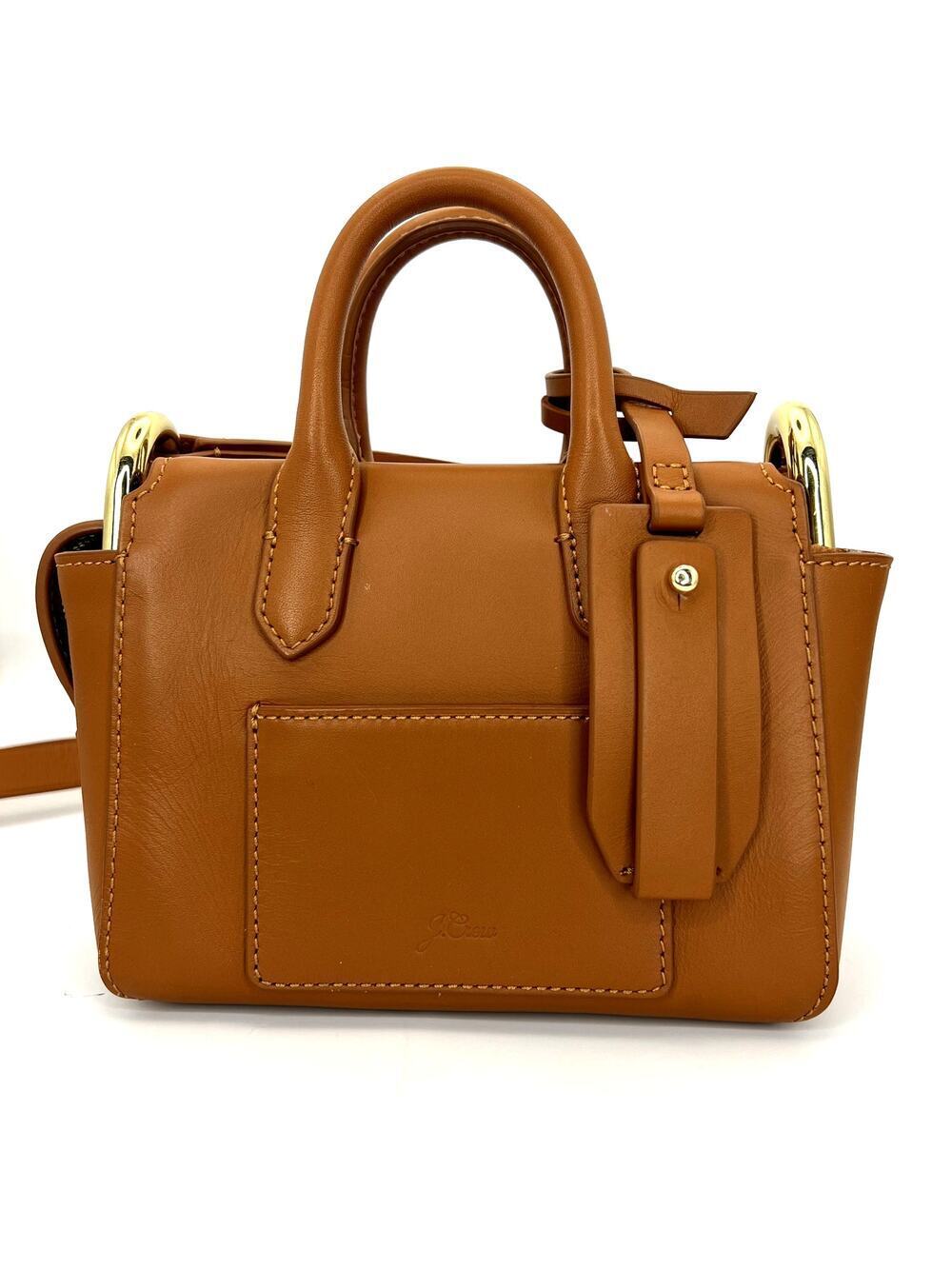 J. Crew Mini Harper Leather Satchel Crossbody Purse Bag Tan Top Handle